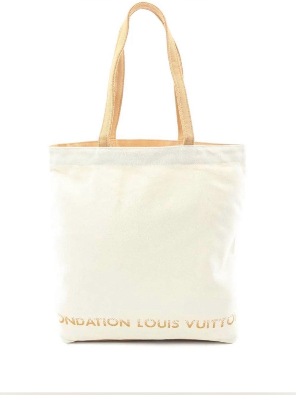 Louis Vuitton Cream Canvas Tote with Tan Leather Handles